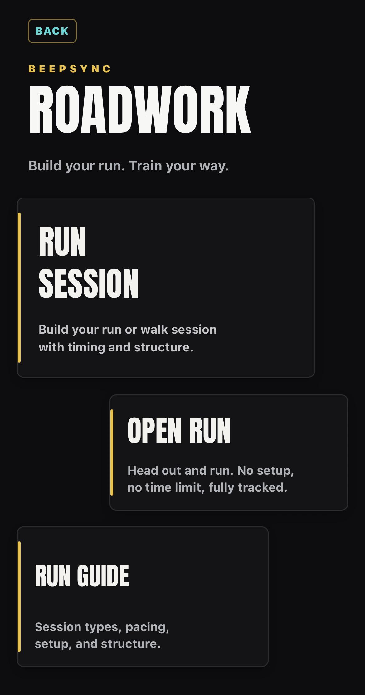 BeepSync ROADWORK library screen