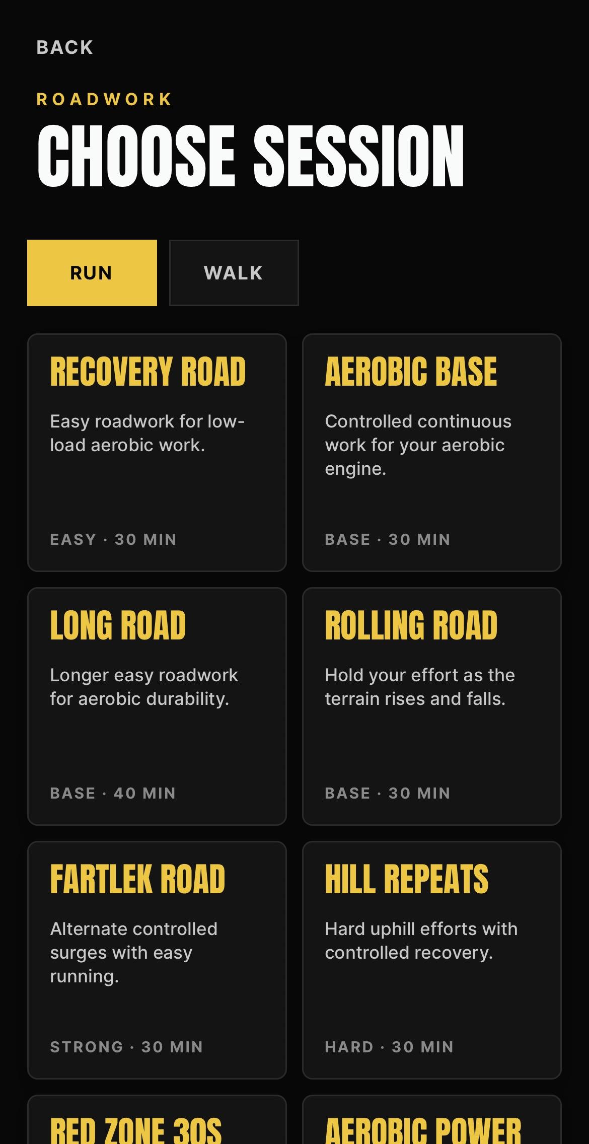 BeepSync ROADWORK run session library with authored running formats