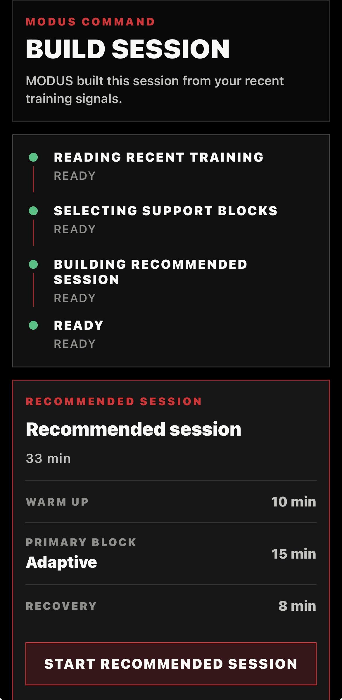 MODUS building the next session recommendation