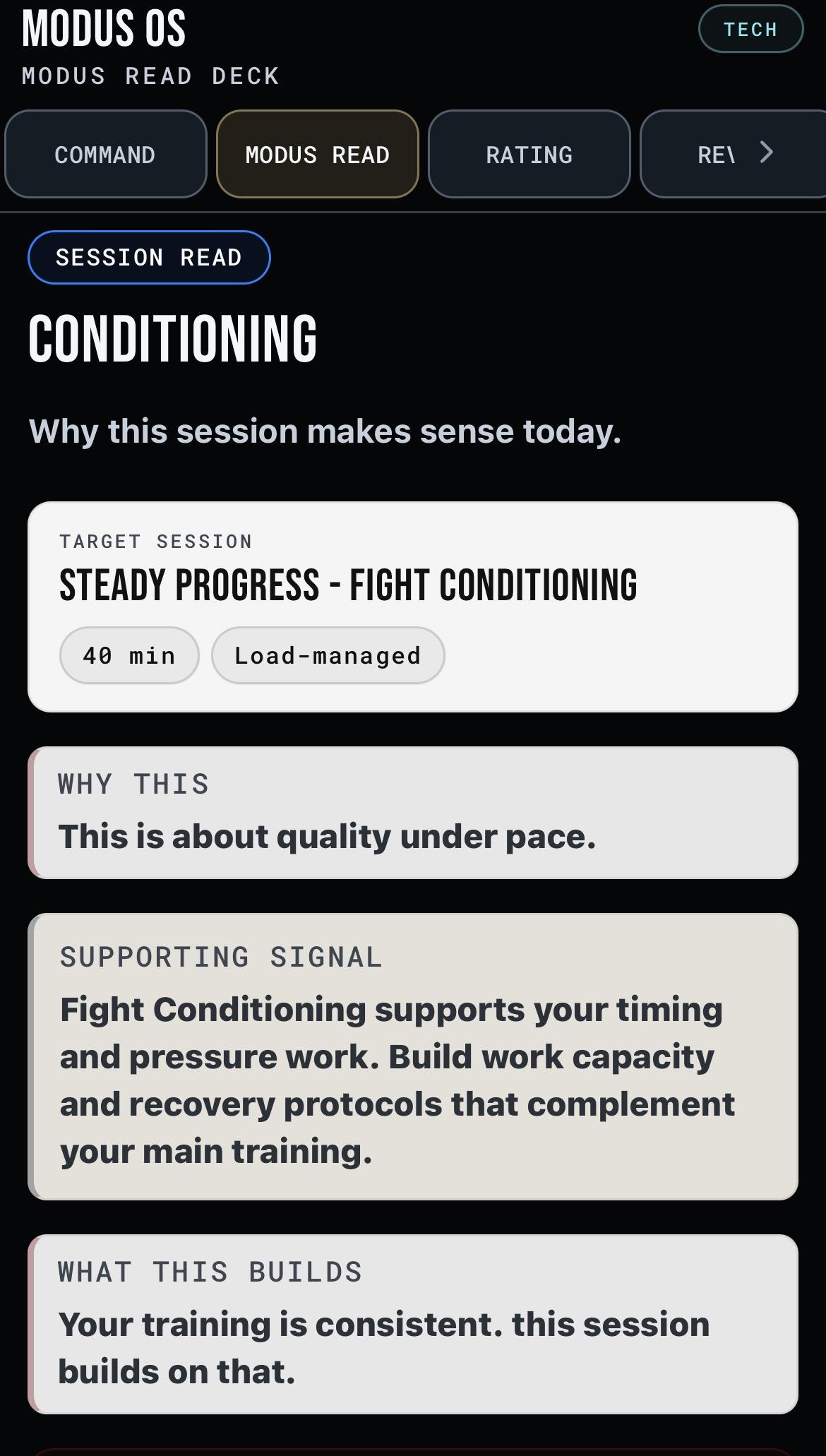 MODUS Read screen