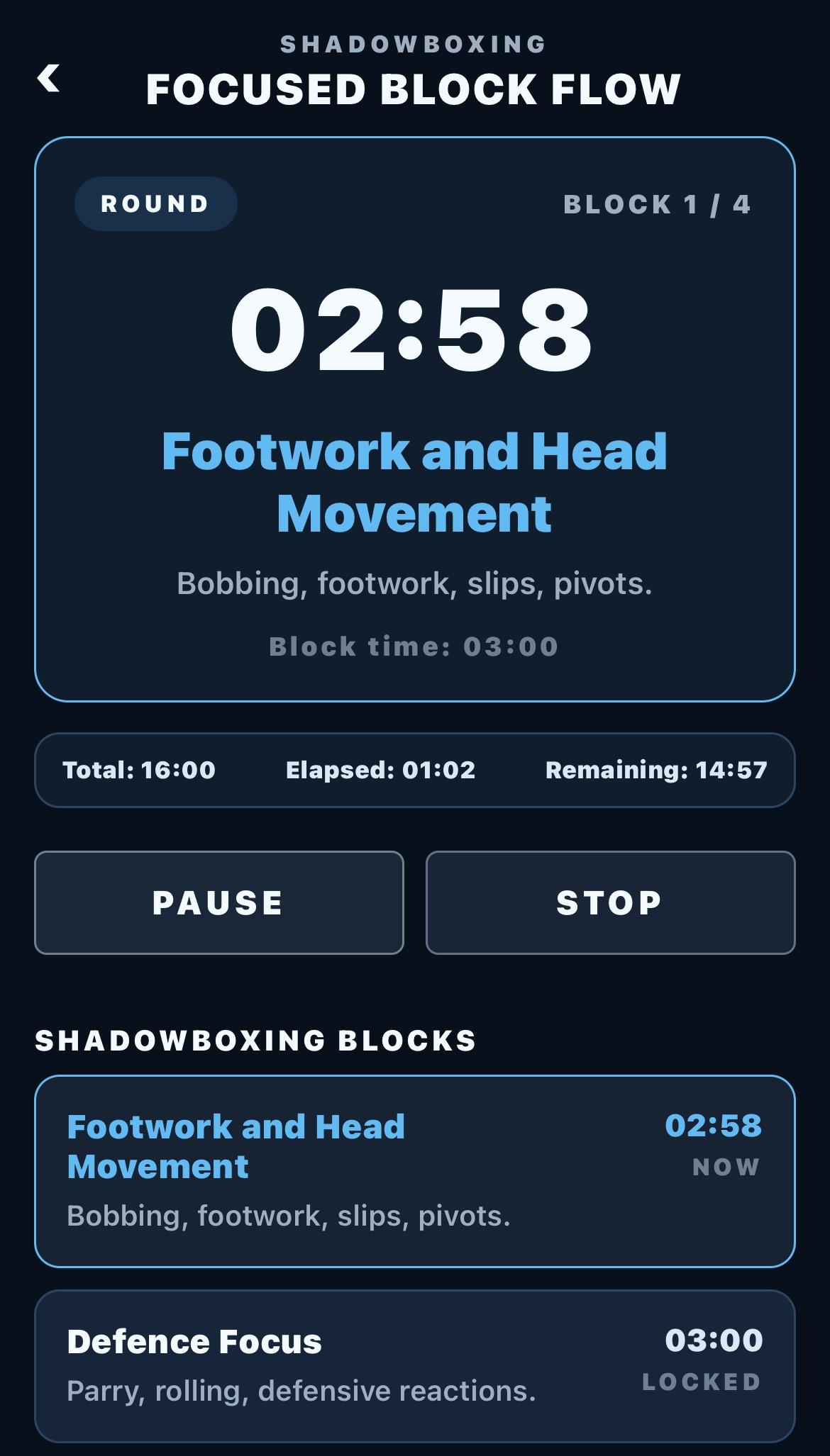 Shadow Boxing Flows interface